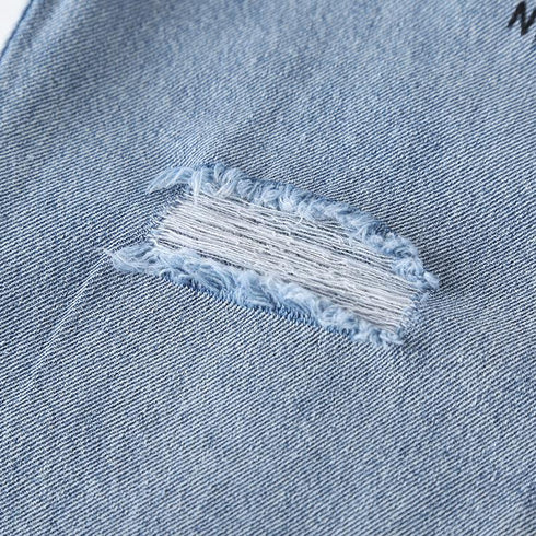 Girls Spring And Autumn Holes Denim Pants